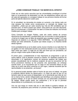 &iquest;C&Oacute;MO CONSEGUIR TRABAJO Y NO MORIR EN EL INTENTO