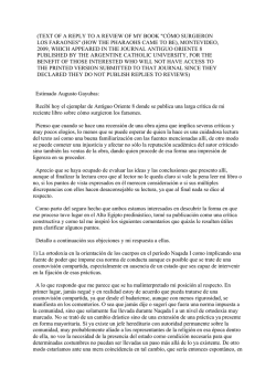 (TEXT OF A REPLY TO A REVIEW OF MY BOOK C&Oacute;MO