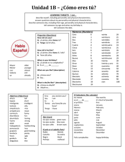 Unidad 1B &ndash; &iquest;C&oacute;mo eres t&uacute;?