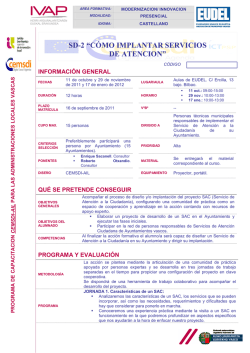 SD-2 &ldquo;C&Oacute;MO IMPLANTAR SERVICIOS DE ATENCION&rdquo; A LA - IVAP