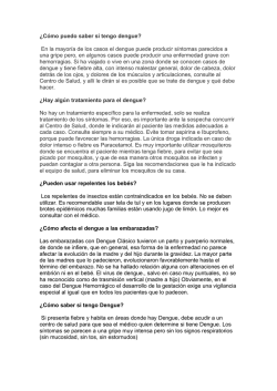 &iquest;C&oacute;mo puedo saber si tengo dengue