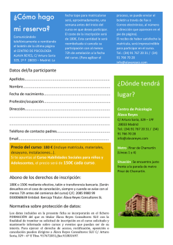 &iquest;D&oacute;nde tendr&aacute; lugar? &iquest;C&oacute;mo hago mi reserva? - &Aacute;lava Reyes