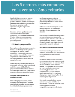 Los 5 errores m&aacute;s comunes en la venta y c&oacute;mo evitarlos