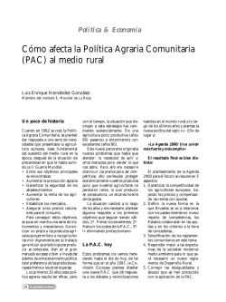 C&oacute;mo afecta la Pol&iacute;tica Agraria Comunitaria (PAC) al medio rural