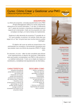 Curso: C&oacute;mo Crear y Gestionar una PMO - ITMadrid
