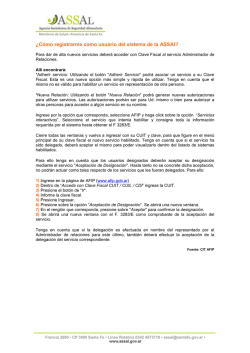 C&oacute;mo registrarme como usuario del sistema de la ASSAl