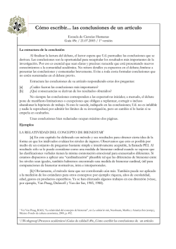 C&oacute;mo escribir... C&oacute;mo escribir... las conclusiones de un art&iacute;culo las