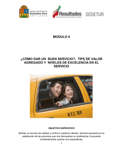 MODULO 6 &iquest;C&Oacute;MO DAR UN BUEN SERVICIO?, TIPS DE VALOR