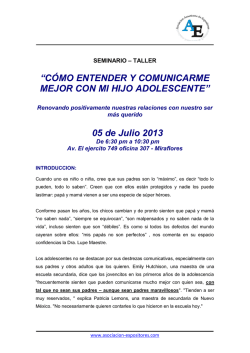 &ldquo;C&Oacute;MO ENTENDER Y COMUNICARME MEJOR CON MI HIJO