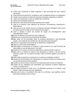 1) &iquest;C&oacute;mo est&aacute; constituido el tejido sangu&iacute;neo y qu&eacute; porcentaje del