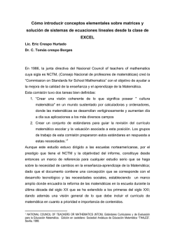 C&oacute;mo introducir conceptos elementales sobre matrices y soluci&oacute;n