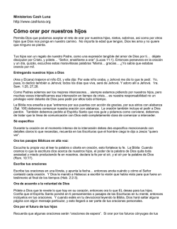 C&oacute;mo orar por nuestros hijos - Cash Luna