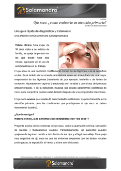 Ojo seco, &iquest;c&oacute;mo evaluarlo en atenci&oacute;n primaria? - Salamandra