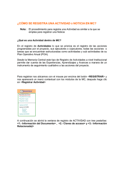 (07) C&oacute;mo se REGISTRA una Actvidad o Noticia en MC - Memoria