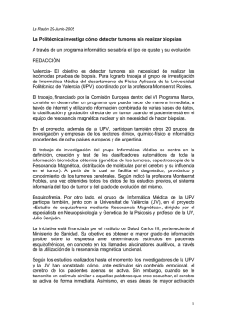 1 La Polit&eacute;cnica investiga c&oacute;mo detectar tumores sin realizar - CPI