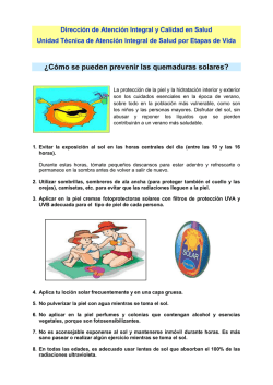 &iquest;C&oacute;mo se pueden prevenir las quemaduras solares? - Diresa Callao