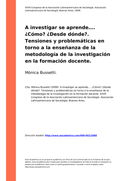 A investigar se aprende&hellip;. &iquest;C&oacute;mo? &iquest;Desde - Acta Acad&eacute;mica