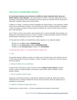 C&oacute;mo hacer un estudio b&iacute;blico inductivo - Vida y Doctrina