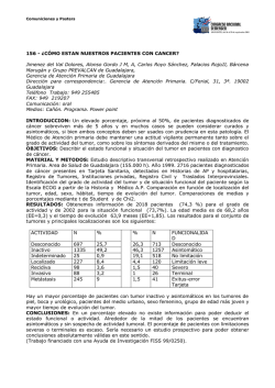 156 - &iquest;C&Oacute;MO ESTAN NUESTROS PACIENTES CON CANCER