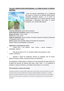 TALLER: ORIENTACI&Oacute;N PROFESIONAL 2.0 C&Oacute;MO ELEGIR TU