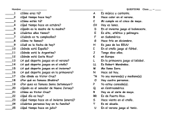 _____1 &iquest;C&oacute;mo eres t&uacute;? A Es m&uacute;sica y cantante. _____2 &iquest;Qu&eacute;