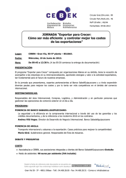 JORNADA &ldquo;Exportar para Crecer: C&oacute;mo ser m&aacute;s eficiente y - Cebek