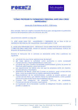 &ldquo;C&Oacute;MO PROTEGER TU PATRIMONIO PERSONAL ANTE - Foes