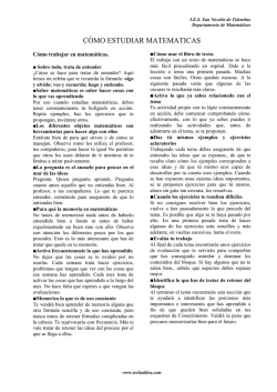 C&Oacute;MO ESTUDIAR MATEMATICAS - IES La Aldea