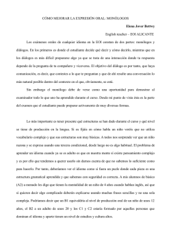 C&Oacute;MO MEJORAR LA EXPRESI&Oacute;N ORAL: MON&Oacute;LOGOS Elena