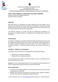 Taller: &iquest;C&oacute;mo redactar un art&iacute;culo para una revista arbitrada? - IPES