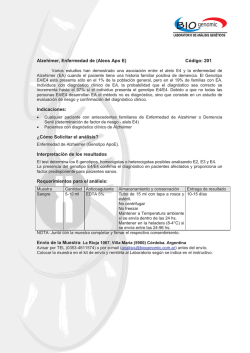 Alzehimer, Enfermedad de (Aleos Apo E) C&oacute;digo - BIOGENOMIC