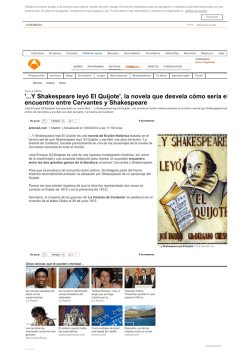 '...Y Shakespeare ley&oacute; El Quijote', la novela que desvela c&oacute;mo ser&iacute;a