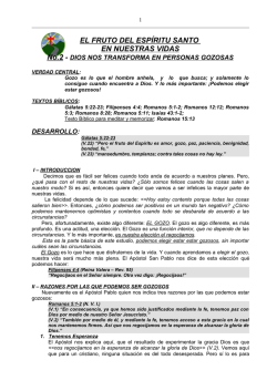 TEMA: C&Oacute;MO DIOS PRODUCE EL FRUTO DE SU ESP&Iacute;RITU
