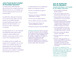 &iquest;C&oacute;mo Puede Ayudar la Unidad de Nececidades Especiales? Lista