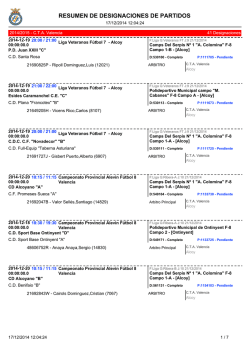 Lista PARTIDOS F&Uacute;TBOL 8 para este pr&oacute;ximo FIN DE - Actiweb