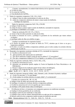 2&ordm; Bachillerato - Qu&iacute;mica - Problemas - Estructura y enlace