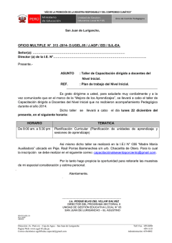 OFICIO MULTIPLE N&deg; 313 -2014- D.UGEL.05 / J.AGP / EEI / SJL-EA