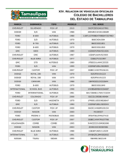 XIV. Relaci&oacute;n de veh&iacute;culos oficiales - Transparencia
