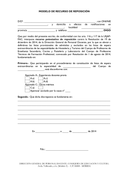 MODELO DE RECURSO DE REPOSICI&Oacute;N D/D&ordf;. , con DNI - ProfEX