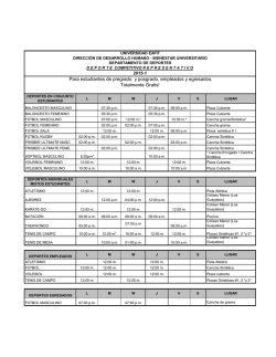 Horarios de entrenamiento - Universidad EAFIT