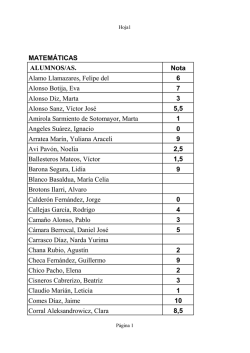 Notas primer examen parcial de Matem&aacute;ticas.