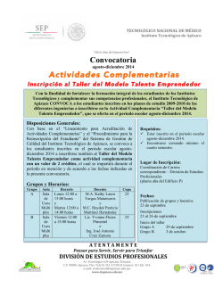 Convocatoria Actividades Complementarias - Instituto Tecnol&oacute;gico
