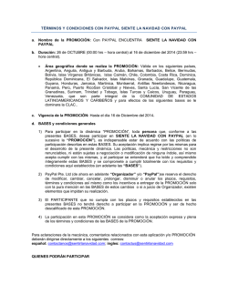 T&Eacute;RMINOS Y CONDICIONES CON PAYPAL SIENTE LA NAVIDAD