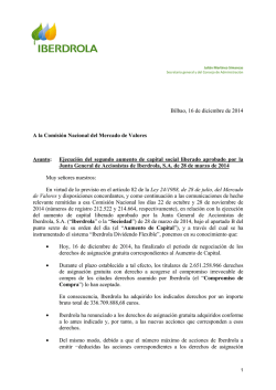 Bilbao, 16 de diciembre de 2014 A la Comisi&oacute;n Nacional - Iberdrola