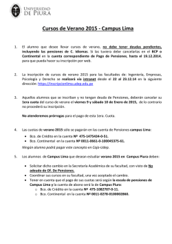 Asignaturas de verano 2015 - Universidad de Piura