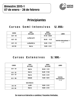 Principiantes C ursos S emi - I ntensivos S/. 850. - Goethe-Institut