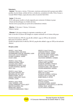 calendario de trabajo y los grupos. - Escuela Superior de Dise&ntilde;o de