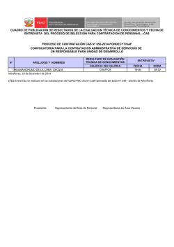 PROCESO DE CONTRATACI&Oacute;N CAS N&deg; 055-2014 - Concytec