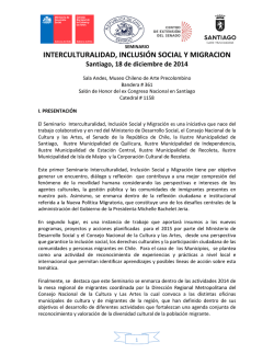 INTERCULTURALIDAD, INCLUSI&Oacute;N SOCIAL Y - Red Cultura