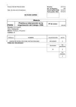 Materia PG052 Pr&aacute;ctica e intervenci&oacute;n en la organizaci&oacute;n del trabajo